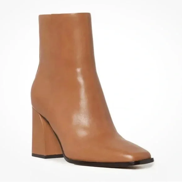 PAIGE Farah Square Toe Booties in Cognac, Size 6.5 NEW in Box $420